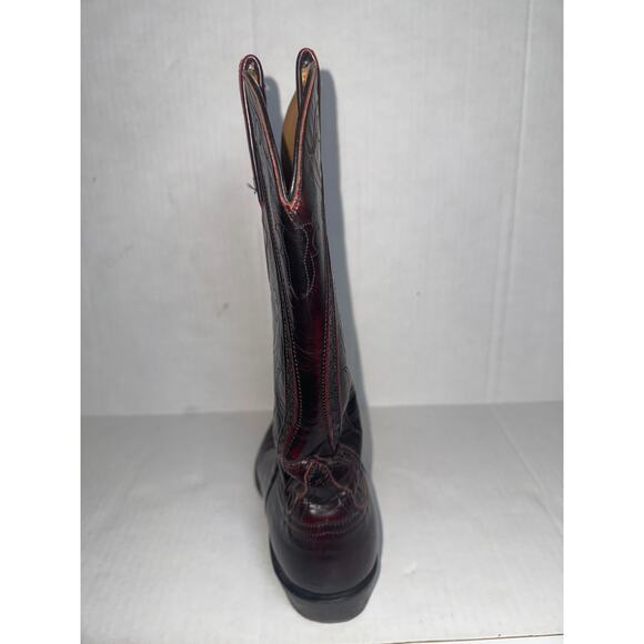 Lucchese Classics Black Cherry Leather Western Cowboy Boots Mens 11D Pull On - Picture 7 of 16